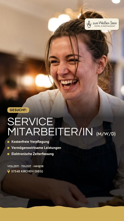 Servicekraft im Gastraum bei der Arbeit (Hochformat)